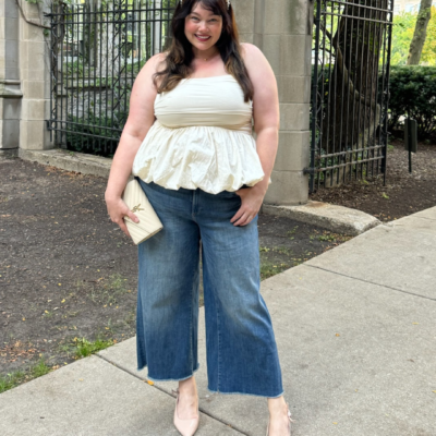 Plus Size Bubble Tank & Cropped Jeans